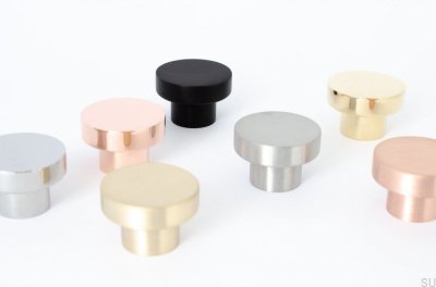Bouton de meuble en aluminium brossé Dot 40
