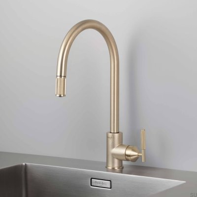 Robinet de cuisine extractible en laiton linéaire avec raccord européen