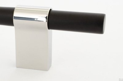 Poignée de meuble oblongue Line Big Mix 224, aluminium noir et acier poli