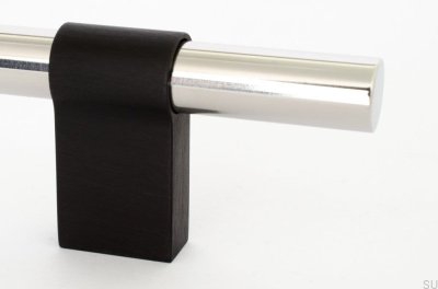 Poignée de meuble oblongue Line Big Mix 224, acier poli et aluminium noir