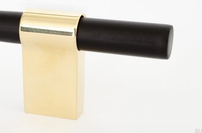 Poignée de meuble oblongue Line Big Mix 342, aluminium noir et laiton poli