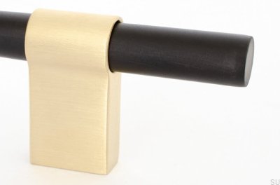 Line Big Mix 592 poignée de meuble oblongue Aluminium Noir avec Laiton Brossé