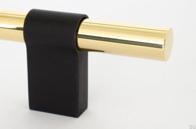 Poignée de meuble oblongue Line Big Mix 592, laiton poli et aluminium noir