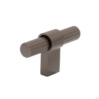 Bouton de meuble T-Bar Helix Stripe Aluminium Marron Foncé