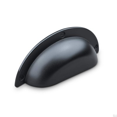 Poignée de meuble coquille Conti 64, métal, noir mat