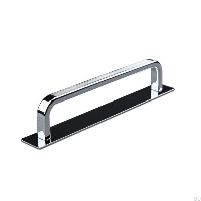 Poignée de meuble oblongue avec patin Gardone Stripe 128, Chrome poli