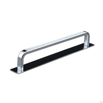 Poignée de meuble oblongue avec patin argenté Gardone Stripe 160