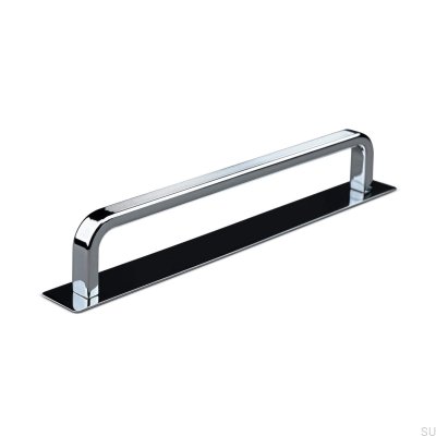 Poignée de meuble oblongue avec patin Gardone Stripe 160, Chrome poli