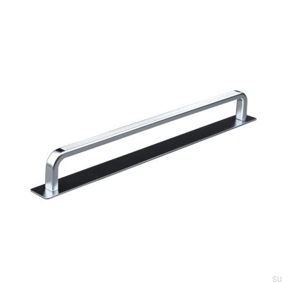 Poignée de meuble longitudinale avec patin argenté Stripe Gardone 224