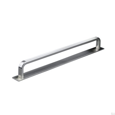 Poignée de meuble oblongue avec patin Gardone Stripe 224 argent brossé