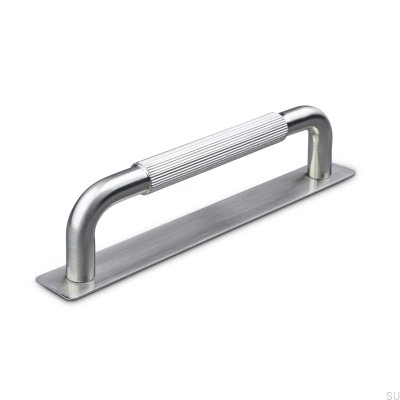 Poignée de meuble oblongue Perugia Stripe 128 Argent Brossé