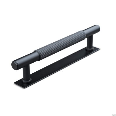 Poignée de meuble oblongue Salo Stripe 128, métal, noir mat