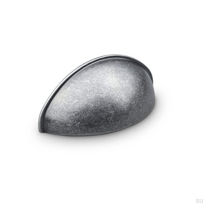 Poignée de meuble antique en coquille d'étain Tolfa 64