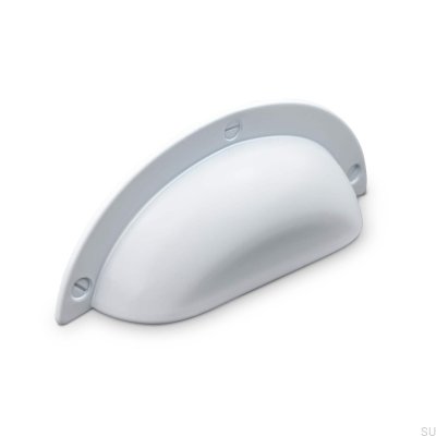 Poignée de meuble coquille Conti 64, métal, blanc mat