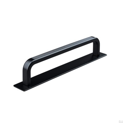 Poignée de meuble oblongue avec rondelle Gardone Stripe 128, Métal, Noir Mat