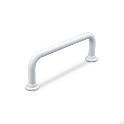 Poignée de meuble oblongue Venosa 128, métal, blanc mat