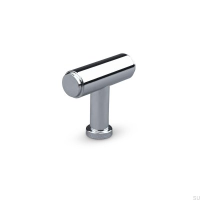 Bouton de meuble en métal T-Bar Salo, chrome poli