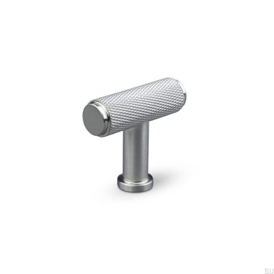 Bouton de meuble en métal T-Bar Salo Ruta, argent brossé