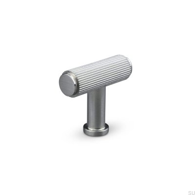 Bouton de meuble T-Bar Salo Stripe en argent brossé