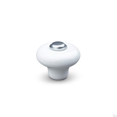 Verna 2024 36 bouton de meuble, Porcelaine, Blanc et Argent