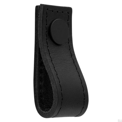 Bouton de meuble en cuir Loop Avio Noir avec Noir