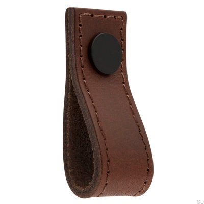 Bouton de meuble en cuir marron et noir Loop Avio