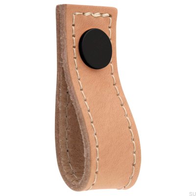 Bouton de meuble en cuir Loop Avio, marron clair et noir