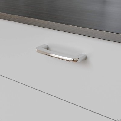 Poignée de meuble oblongue Visby 128, chrome poli