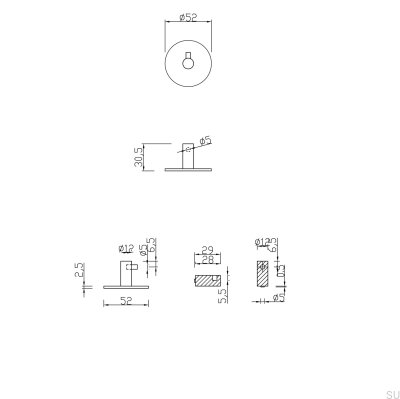 Support mural Tours 52-1, chrome poli