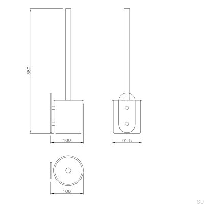 Brosse WC murale Tours Silver Brushed