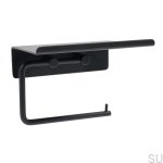 60608-41 Uchwyt na papier toaletowy z półką Base Metalowy Czarny Mat