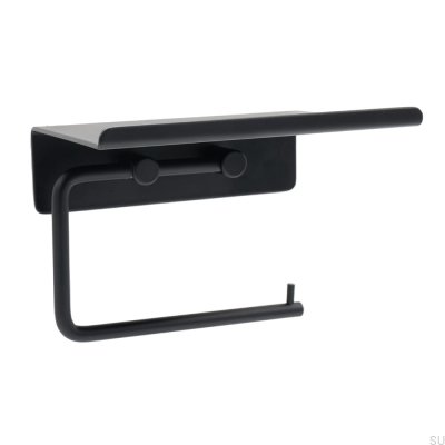 Porte-papier toilette avec étagère Base Acier Noir Mat