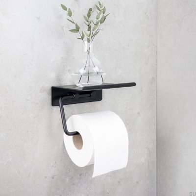 Base Porte-papier toilette avec étagère, chrome poli