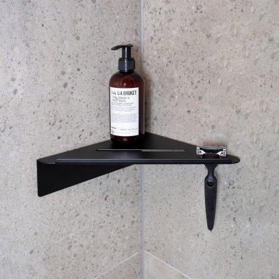 Etagère de salle de bain d'angle Base, Acier Noir Mat