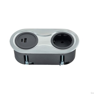 Prise USB Double Infini Argent Brossé