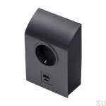 989021 Gniazdo pojedyncze z USB Mini Born Czarne Matowe