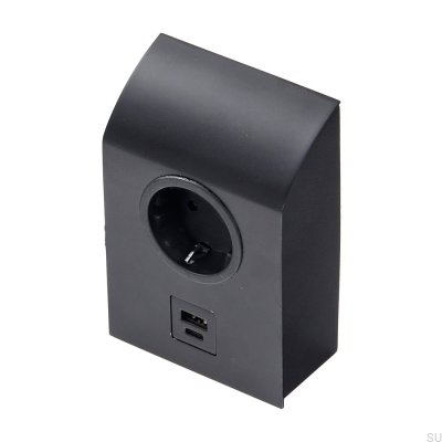 Prise USB simple Mini Born Noir Mat