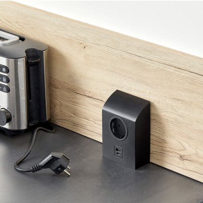Prise USB simple Mini Born Noir Mat