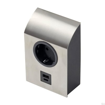 Prise simple avec USB Mini Born Argent Brossé