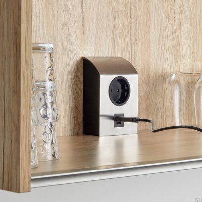 Prise simple avec USB Mini Born Argent Brossé