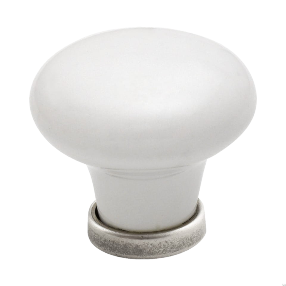 Zdjęcie produktowe gałki 24136 białej porcelanowej postarzene srebro