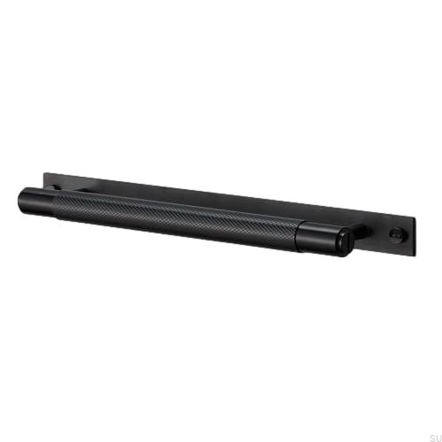 Czarny metalowy uchwyt meblowy Pull bar z podkładką na meblu