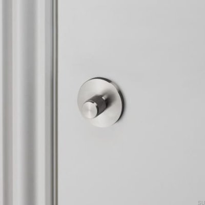 Serrure à bouton en croix 27 mm en acier argenté, standard scandinave