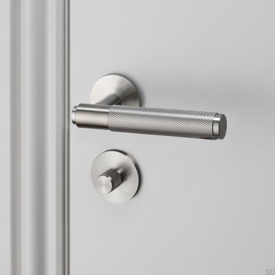 Serrure à bouton en croix 27 mm en acier argenté, standard scandinave