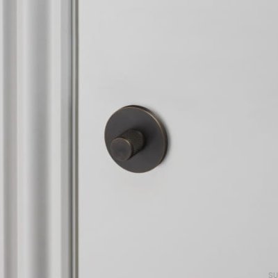 Serrure à bouton en croix 27 mm en laiton bronze brûlé, norme scandinave