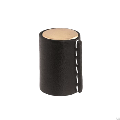 Bouton de meuble 0132 or brossé avec cuir noir