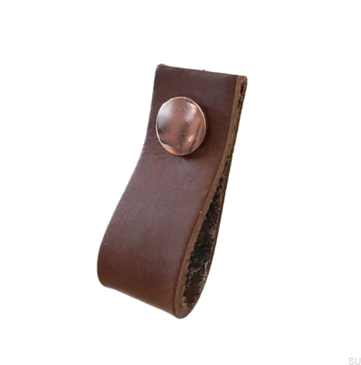 Poignée de meuble Loop Cuir Marron avec Cuivre