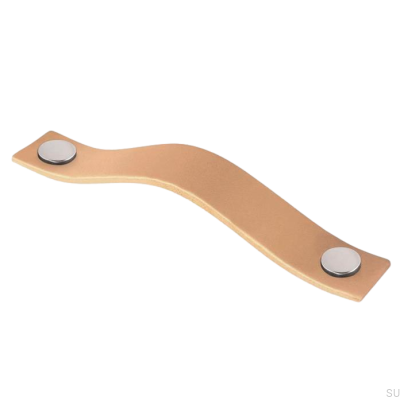 Poignée de meuble allongée 0156L Cuir avec Chrome