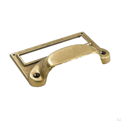 Poignée de meuble en coquillage avec étiquette Or Antique