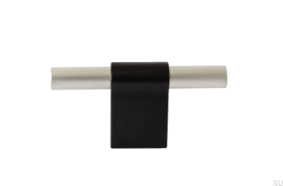Bouton de meuble T-Bar Line Mix 60 Métal noir avec acier brossé